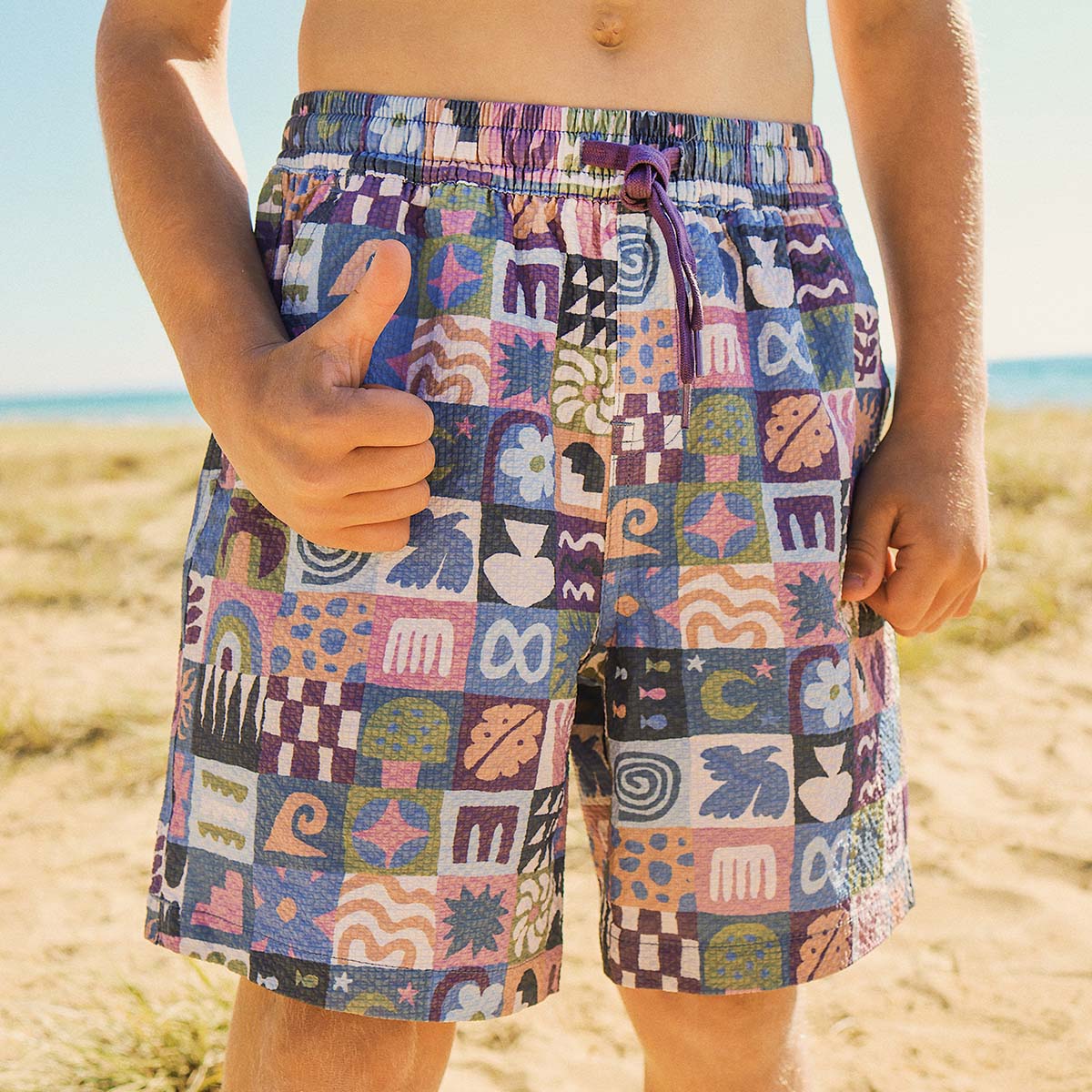 Island Oracle Boys Seersucker Everyday Shorts in Multi