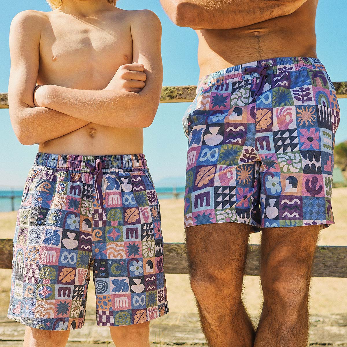 Island Oracle Boys Seersucker Everyday Shorts in Multi