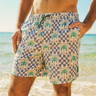 Palm Check Party Everyday Shorts in White