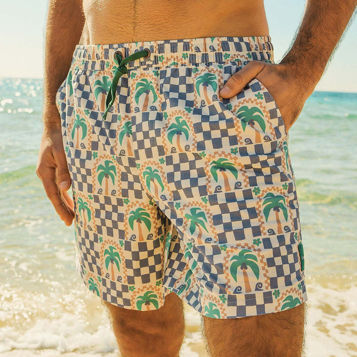 Palm Check Party Everyday Shorts in White