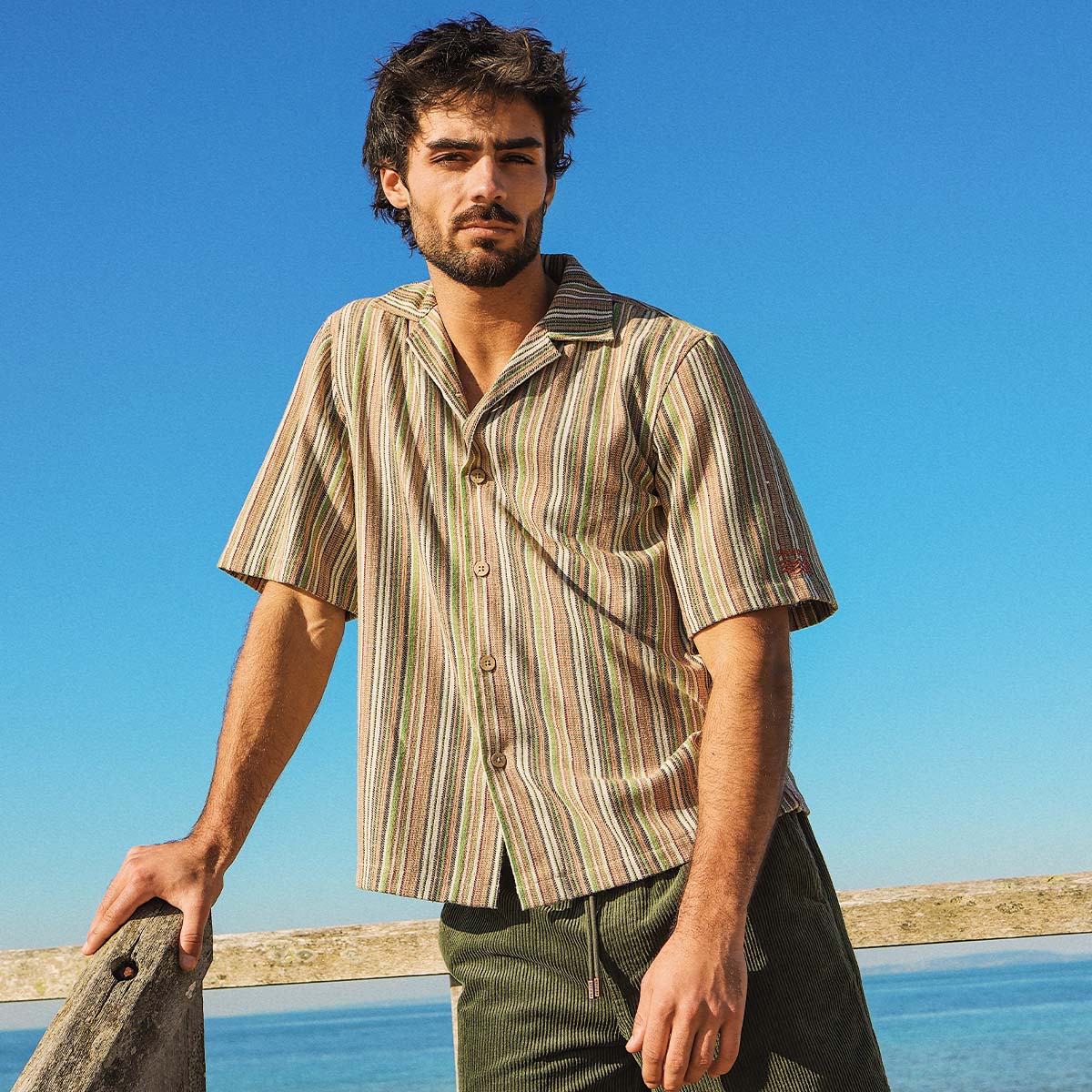 Grandpa's Couch Holiday Shirt in Multi Stripe