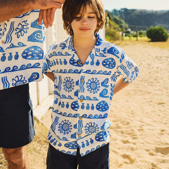 Greek Yoghurt Boys Holiday Shirt in White