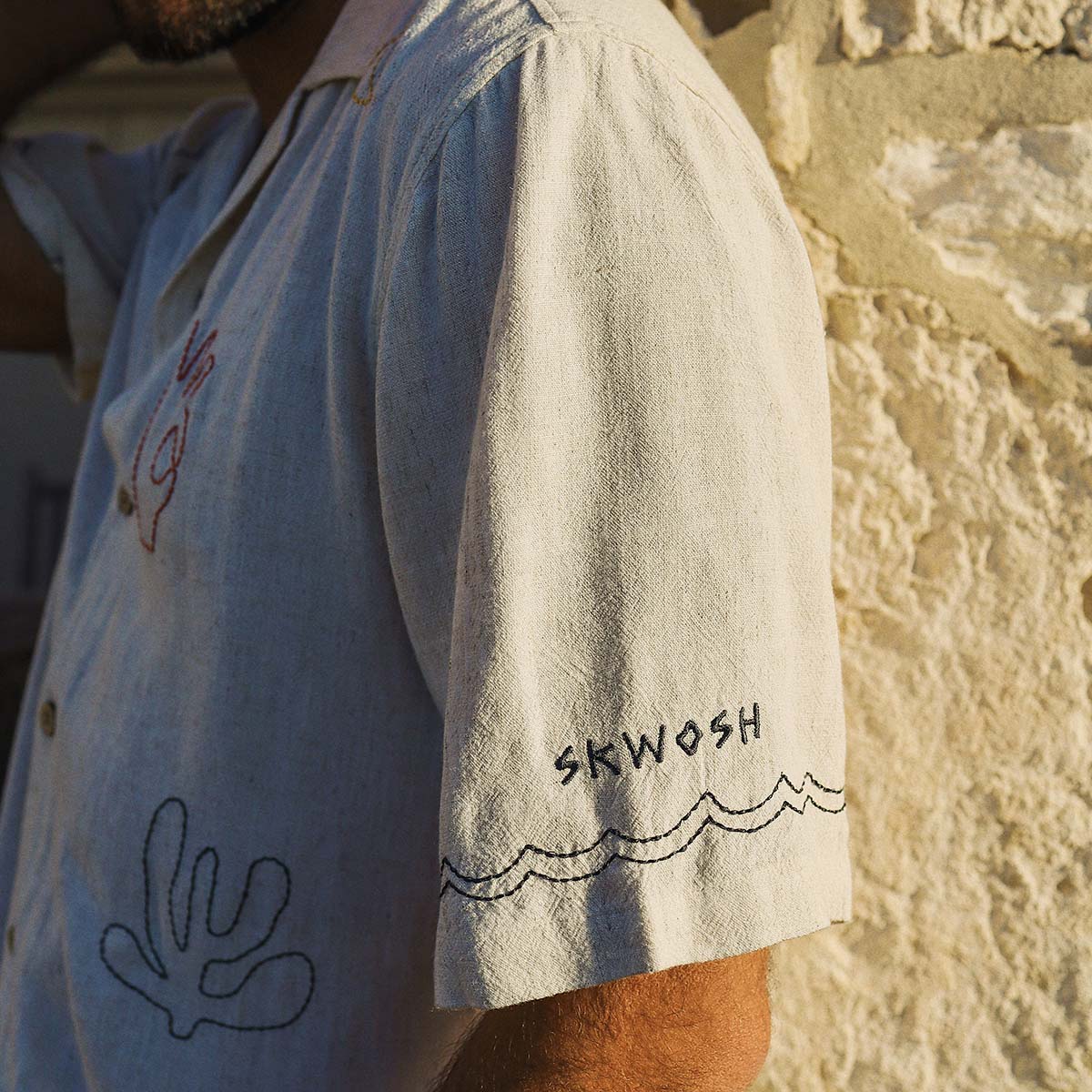 Zorba Embroida Holiday Shirt in Ecru