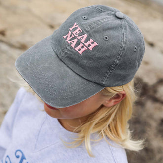 Yeah Nah Kids Cotton Cap in Charcoal