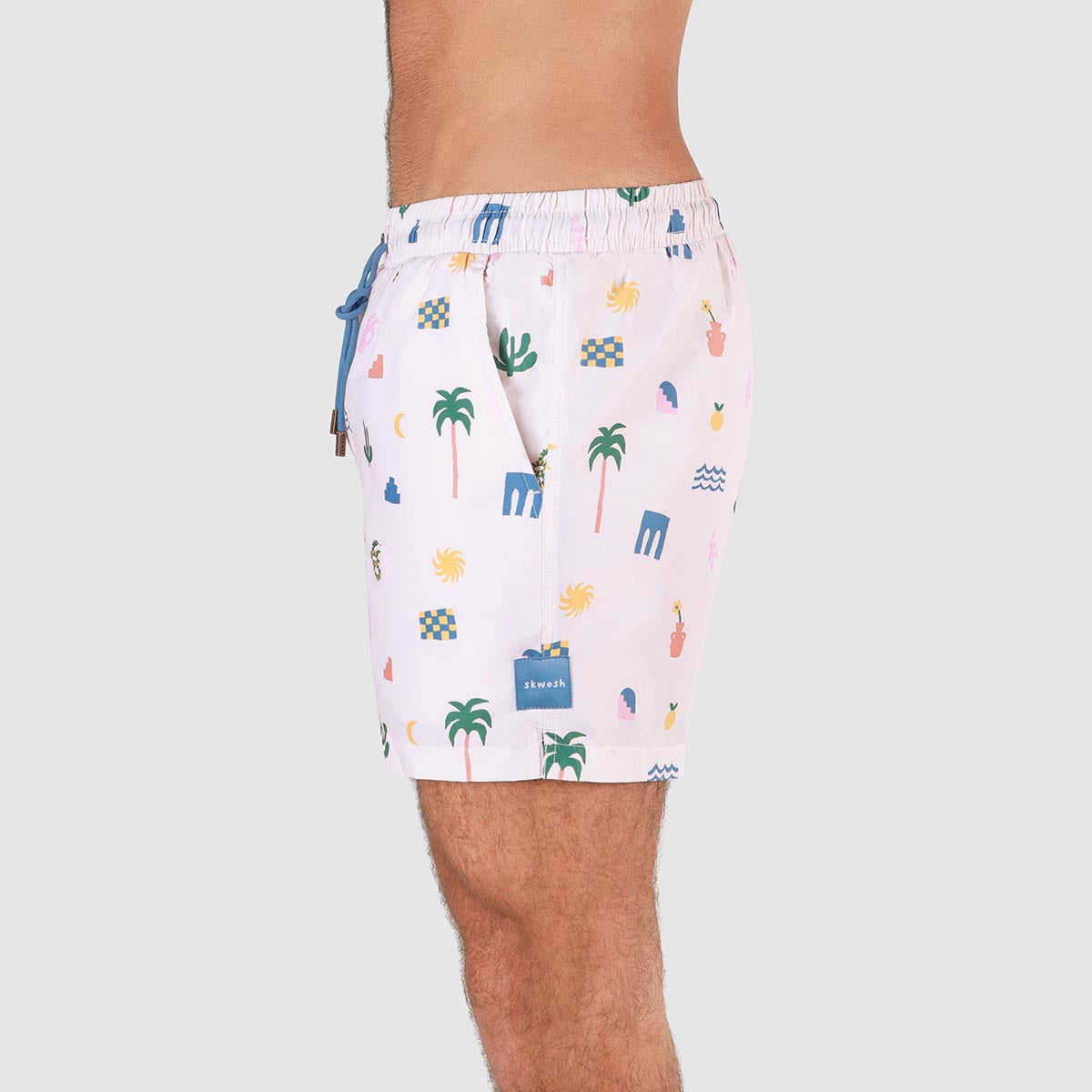 Zesty Zorba Mens Swim Shorts in Ecru