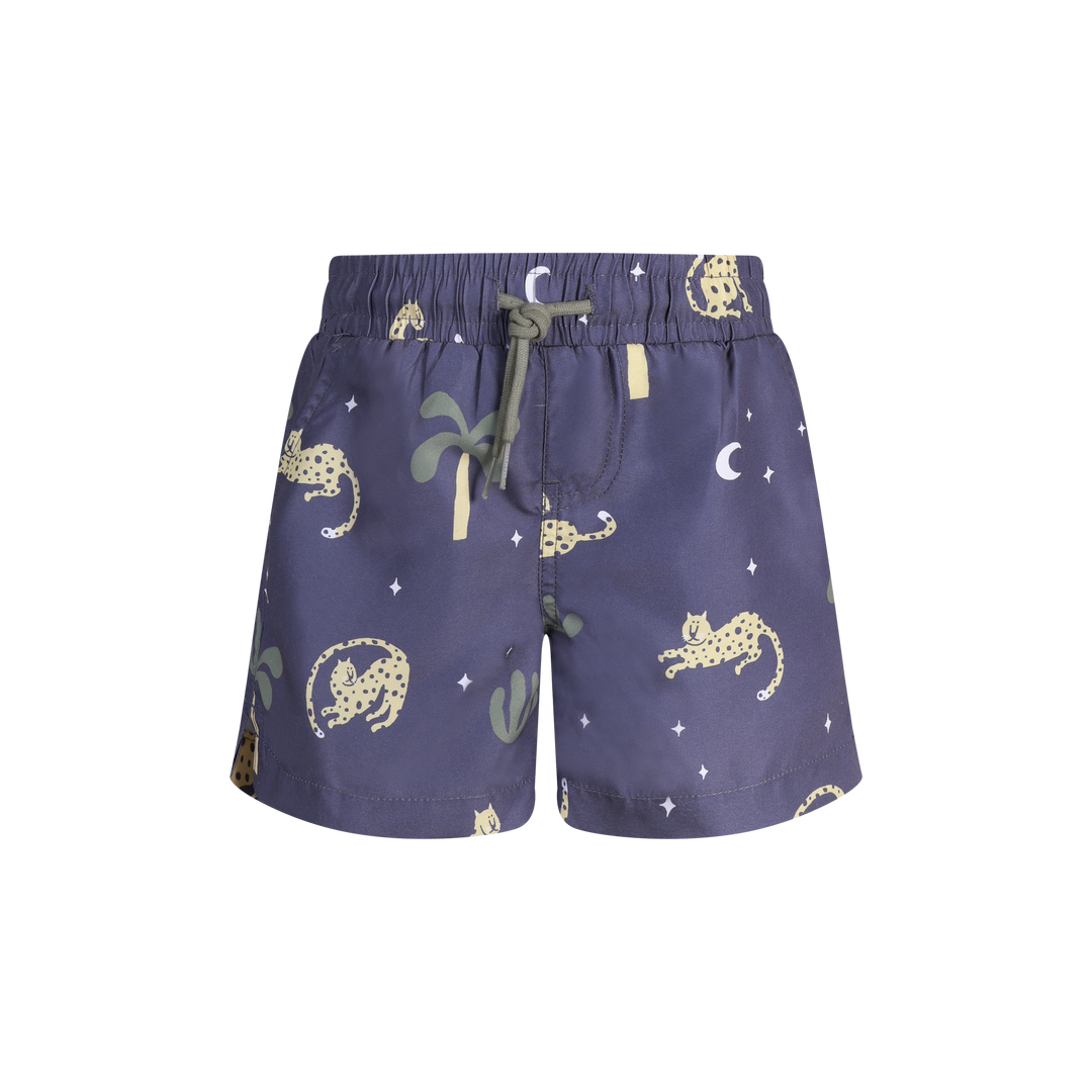 Leopard Nights Boys Swim Shorts in Charcoal
