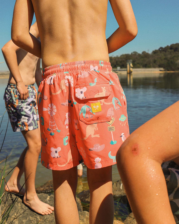 Outback Jack Boys Swim Shorts in Rust