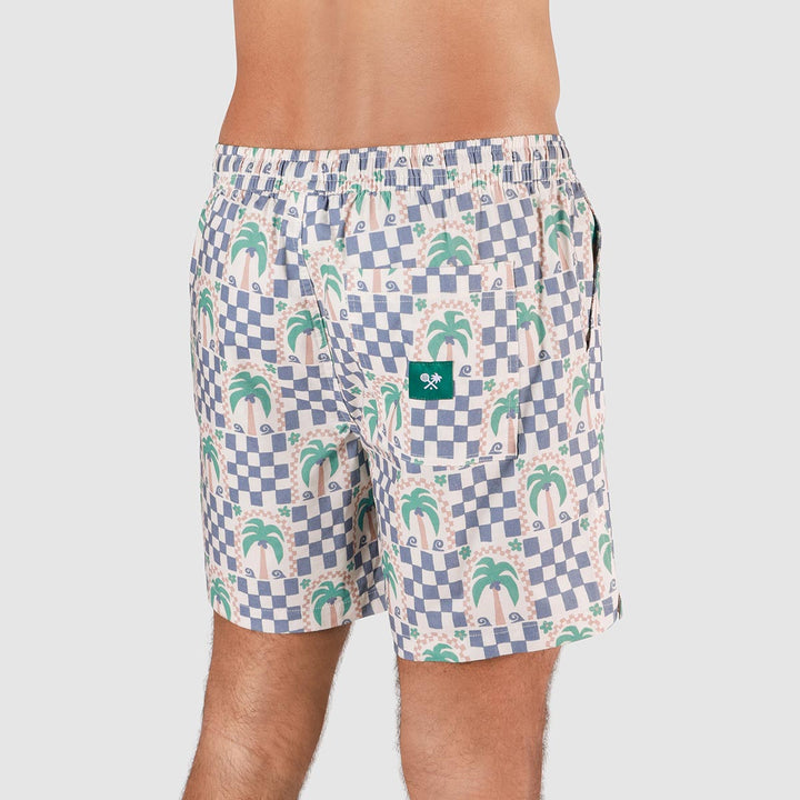 Palm Check Party Everyday Shorts in White