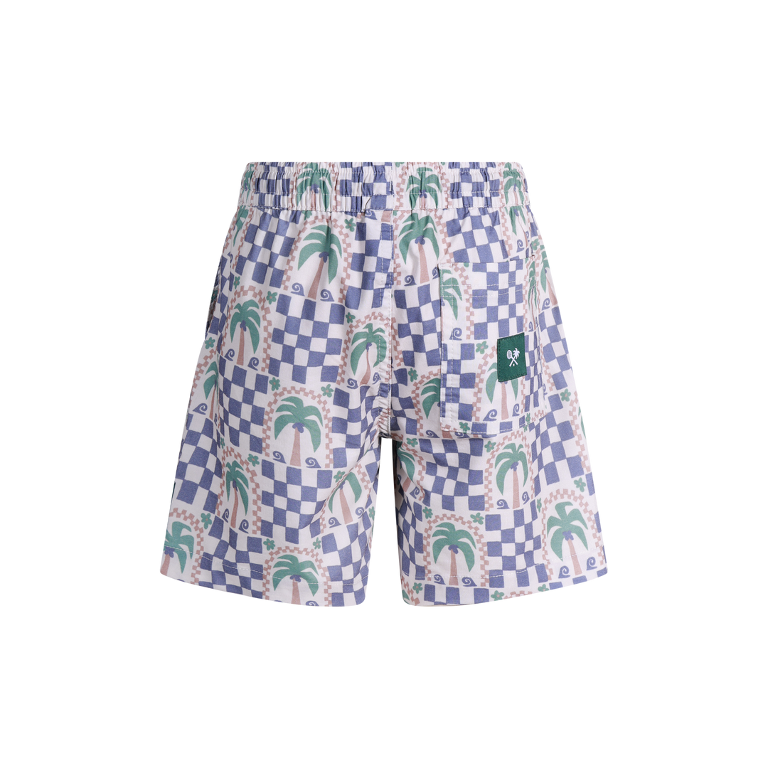 Palm Check Party Boys Everyday Shorts in White