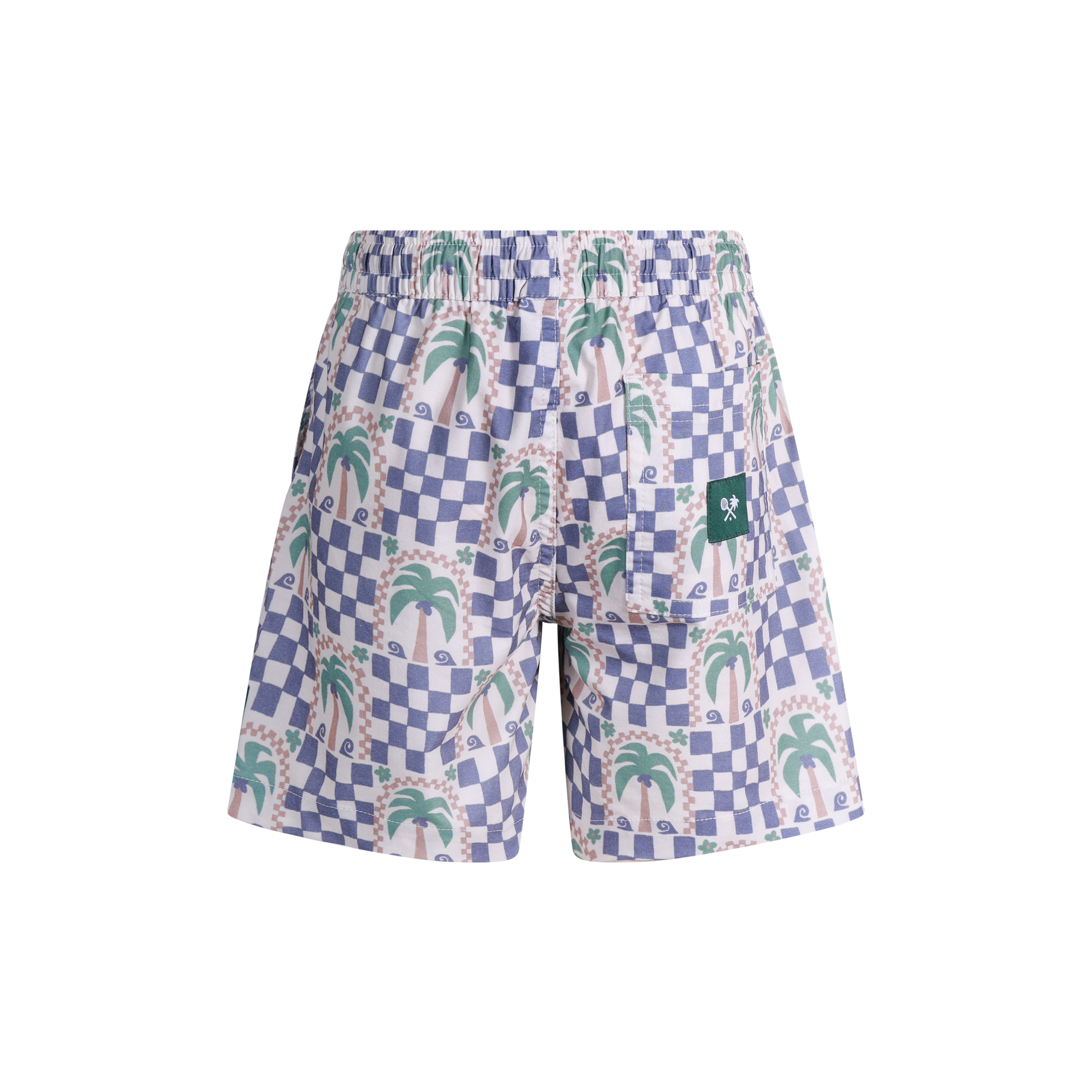 Palm Check Party Boys Everyday Shorts in White