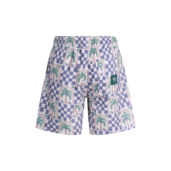 Palm Check Party Boys Everyday Shorts in White