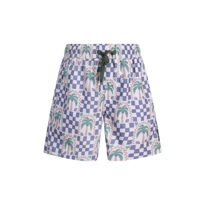 Palm Check Party Boys Everyday Shorts in White