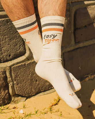 Easy Tiger Men's Crew Socks in White