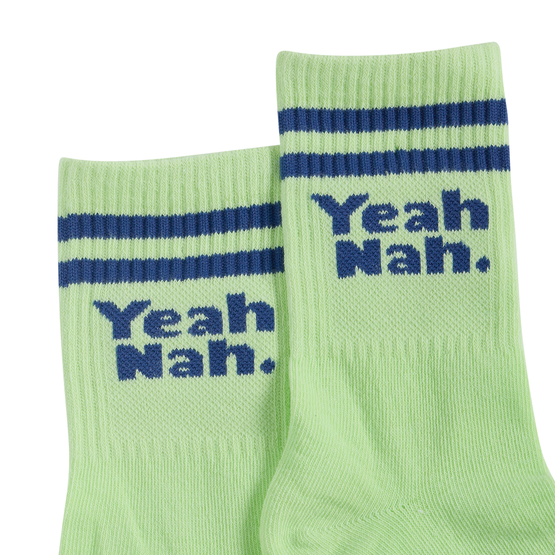 Yeah Nah Kids Socks in Lime