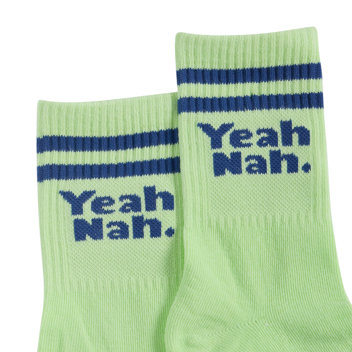 Yeah Nah Kids Socks in Lime
