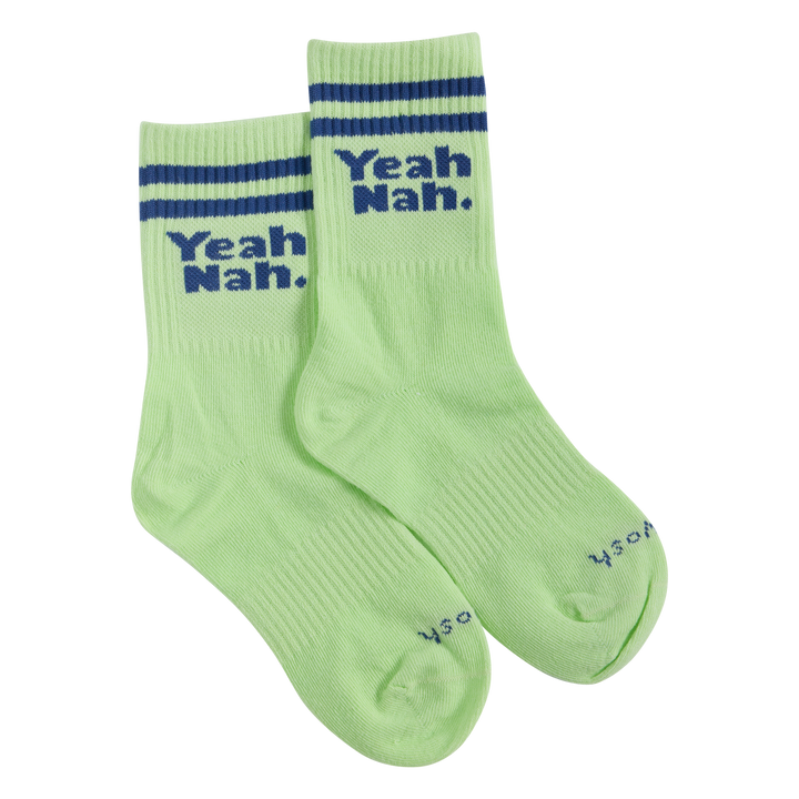Yeah Nah Kids Socks in Lime