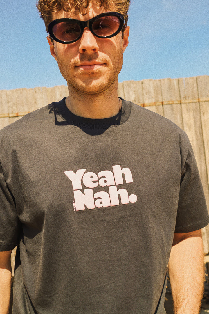 Yeah Nah Slang Tee in Charcoal