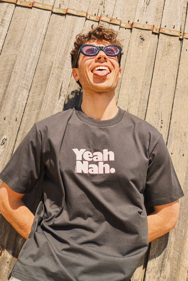 Yeah Nah Slang Tee in Charcoal