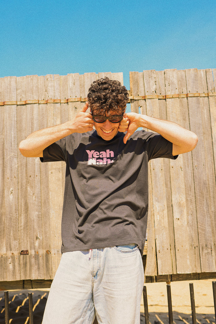Yeah Nah Slang Tee in Charcoal