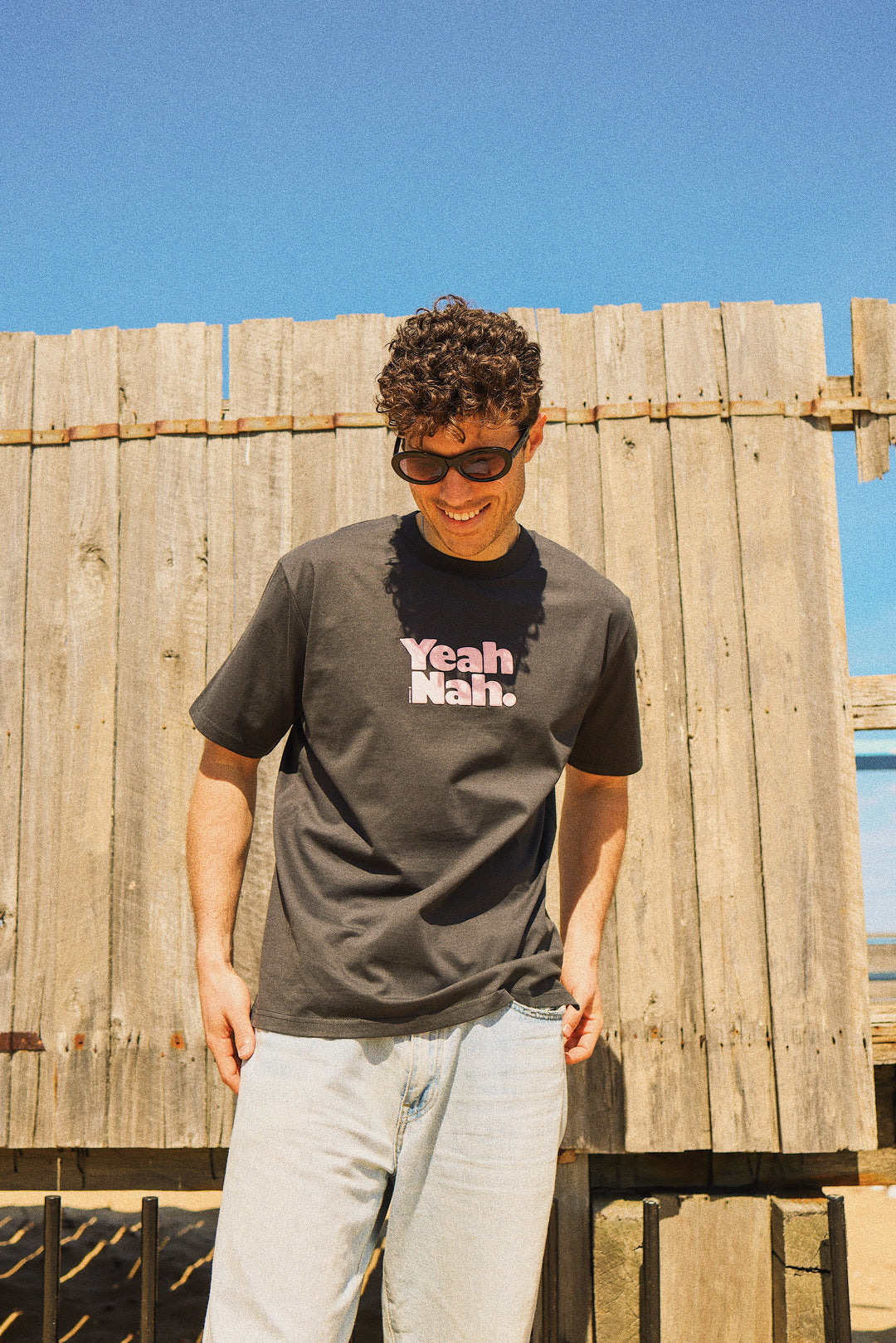 Yeah Nah Slang Tee in Charcoal