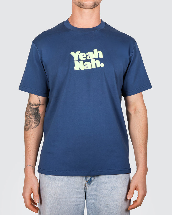 Yeah Nah Slang Tee in Navy