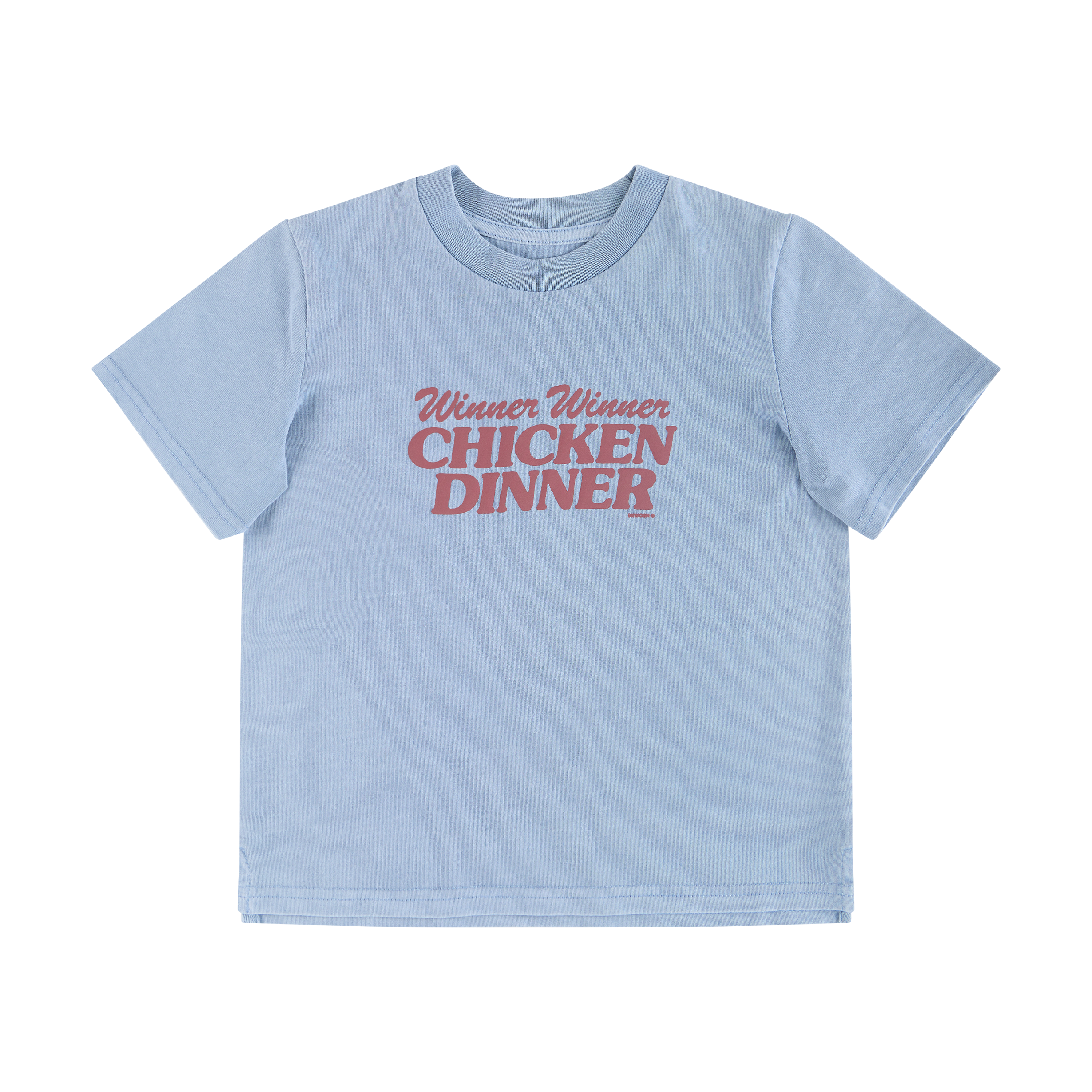 Chicken Dinner Kids Slang Tee in Light Blue