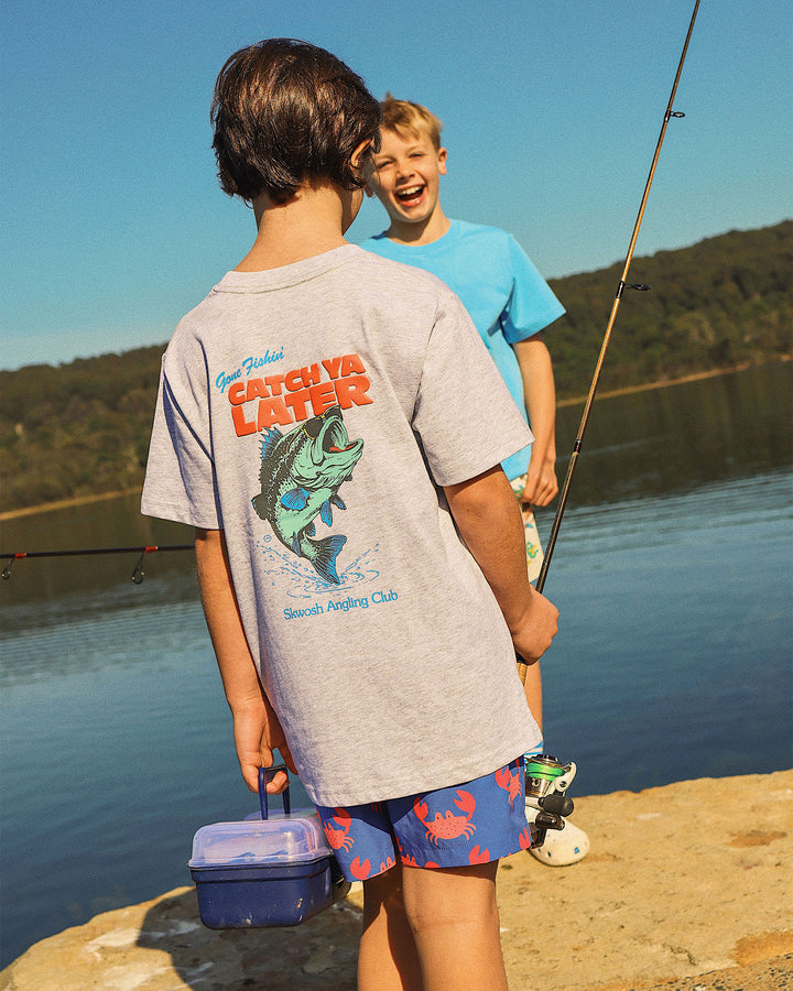 Catch Ya Boys Back Print Tee in Stone