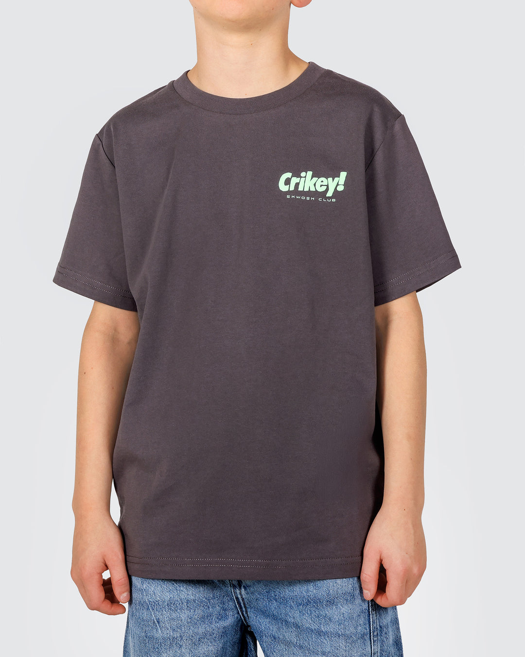 Crikey Boys Back Print Tee in Charcoal