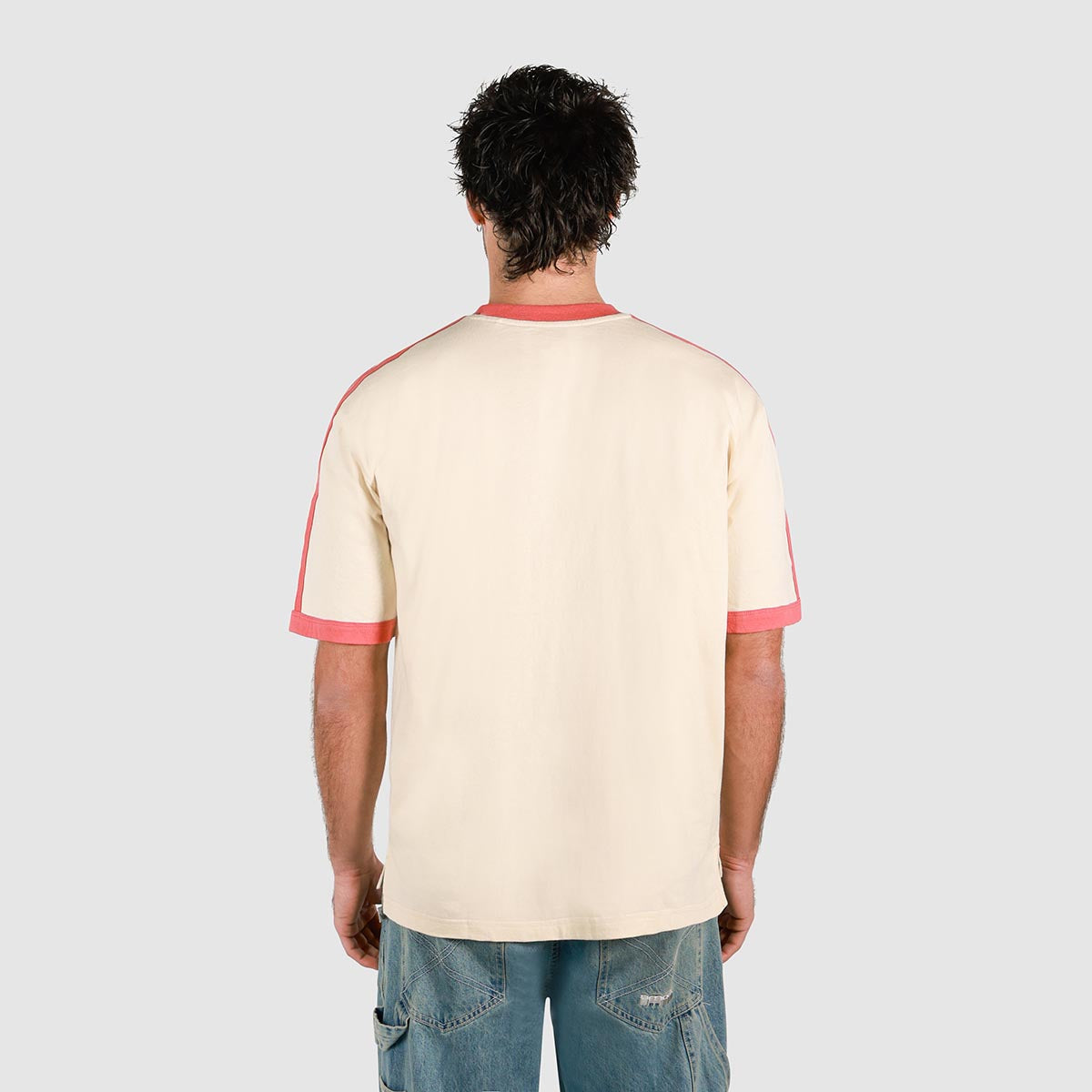 Gone Fishin Boxy Ringer Tee in Off White