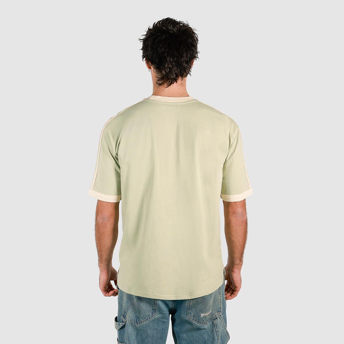 Happy as Larry Boxy Ringer Tee in Sage