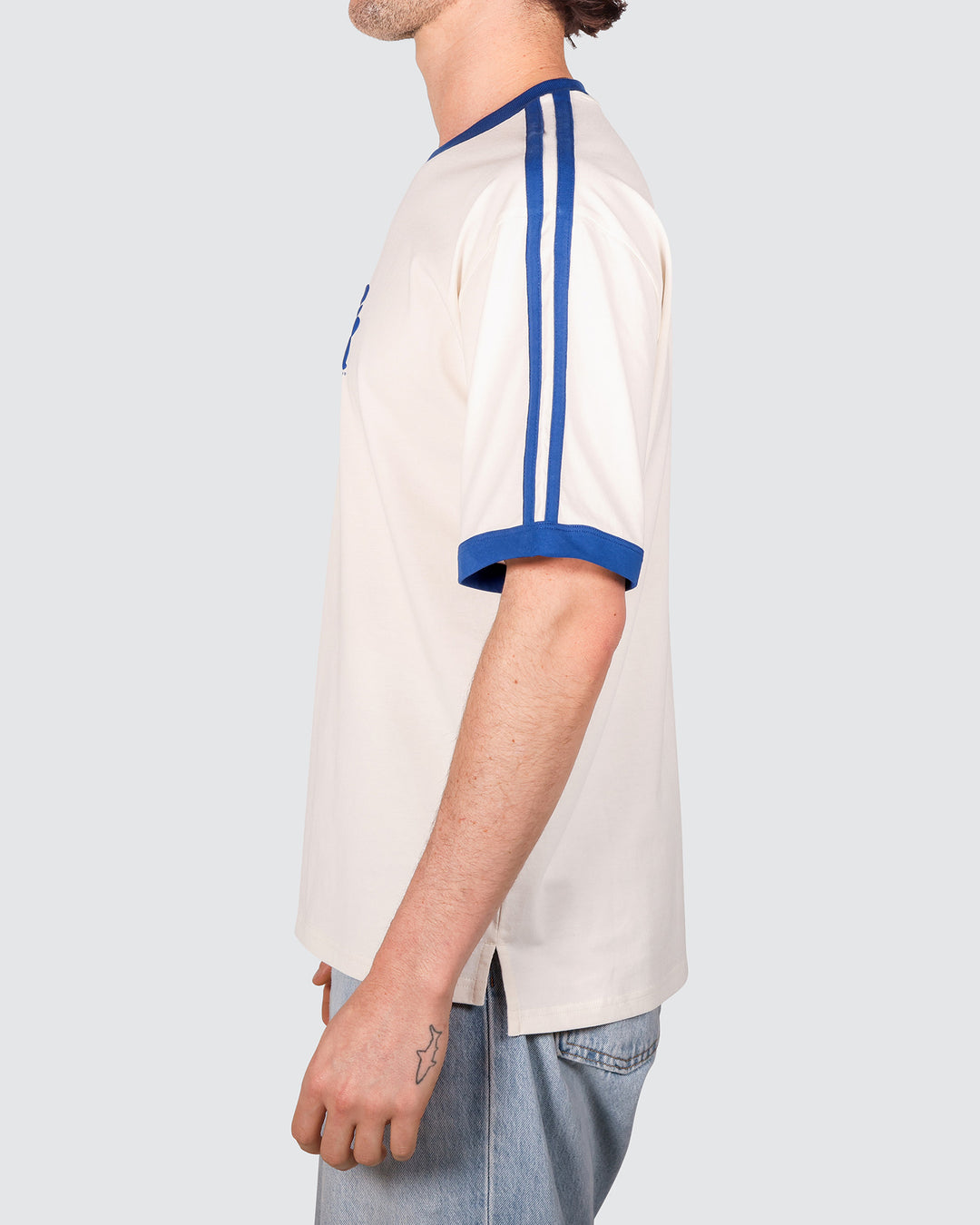 Gone Fishin Boxy Ringer Tee in Off White