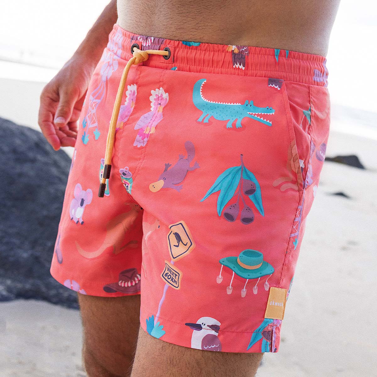 Outback Jack Mens Swim Shorts in Rust