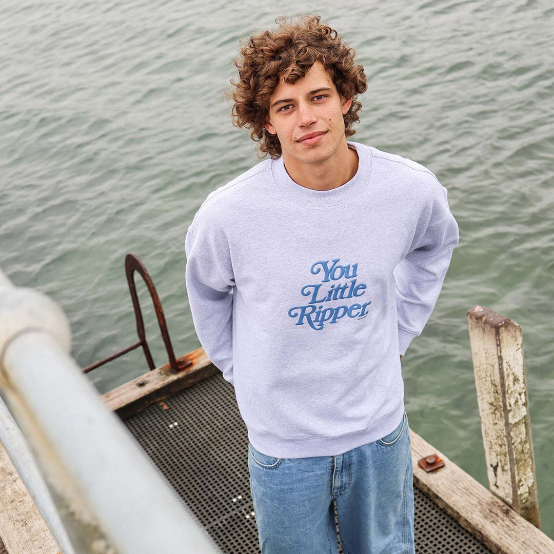 You Little Ripper Crew Neck Sweat in Grey Marle