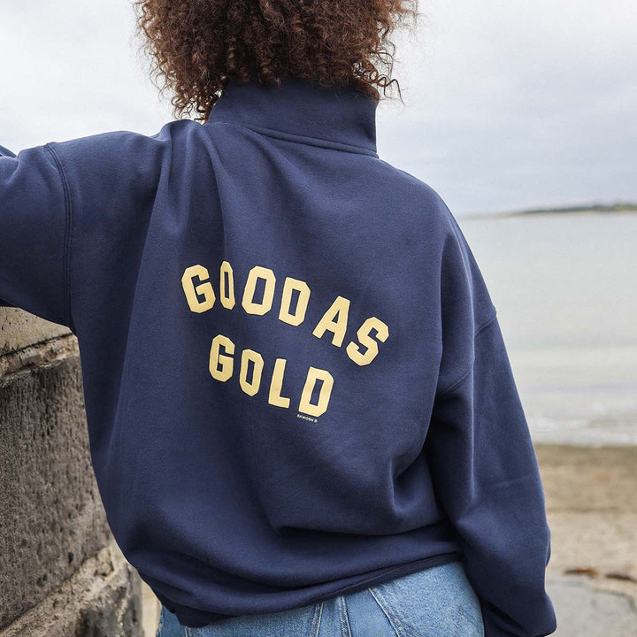 Good As Gold Half Zip Sweat in Navy