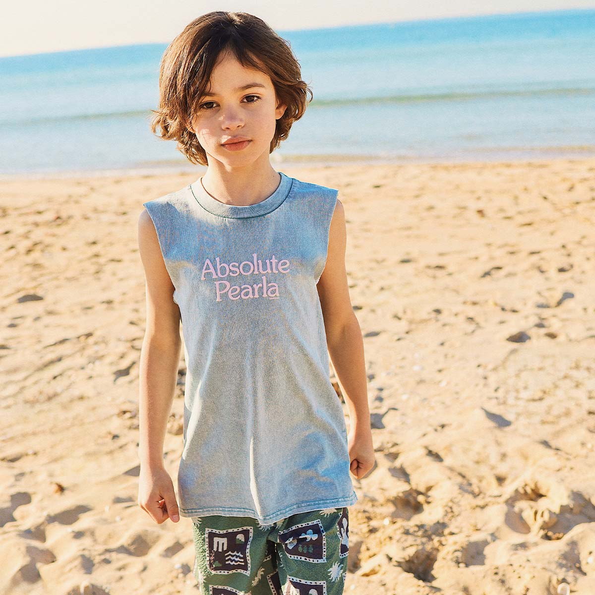 Absolute Pearla Kids Muscle Tank in Light Blue