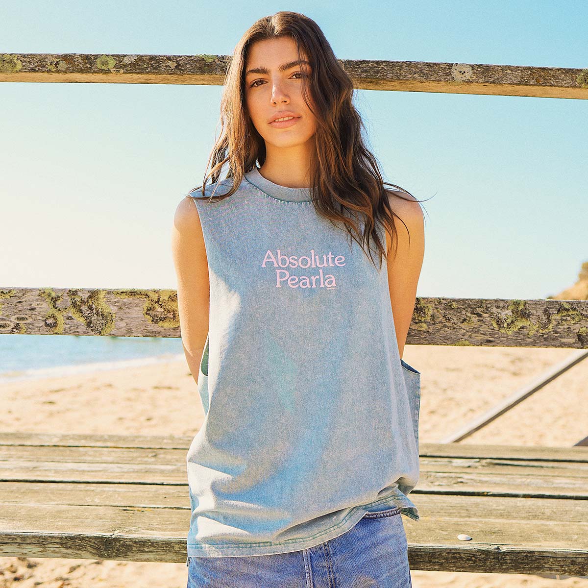Absolute Pearla Muscle Tank in Light Blue