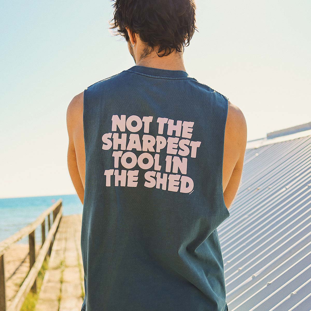Tool in the Shed Slang Muscle Tank in Navy