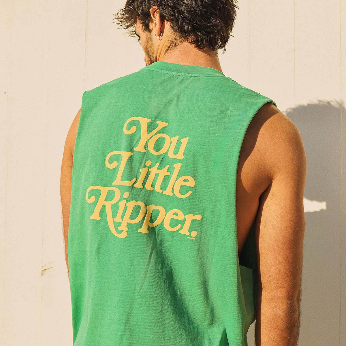 You Little Ripper Slang Muscle Tank in Green
