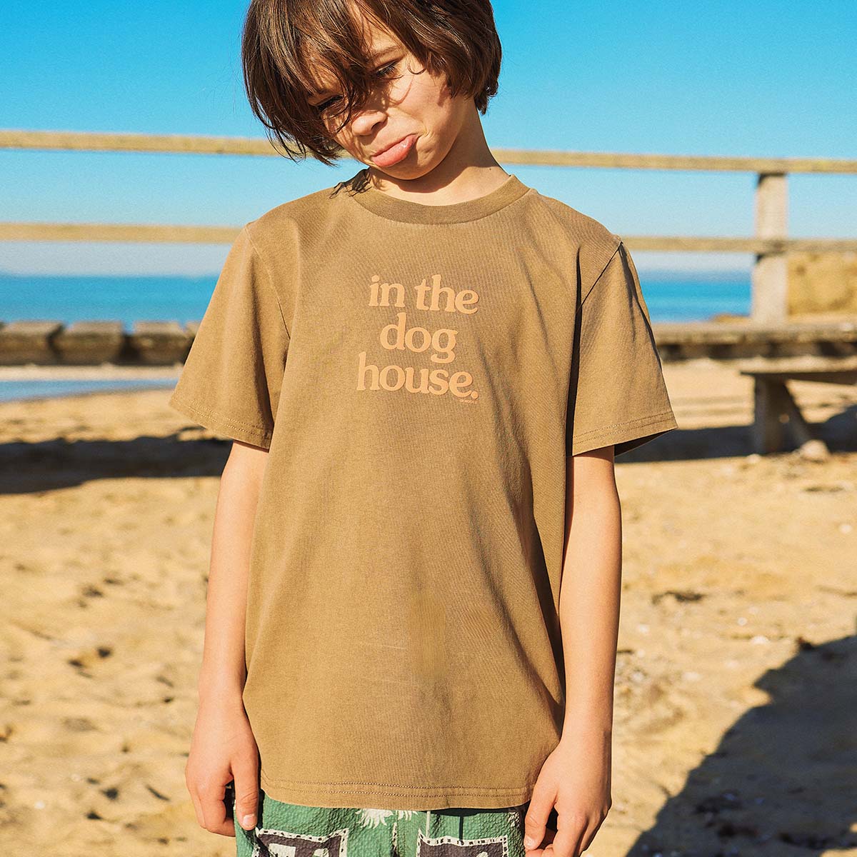 Dog House Kids Slang Tee in Brown
