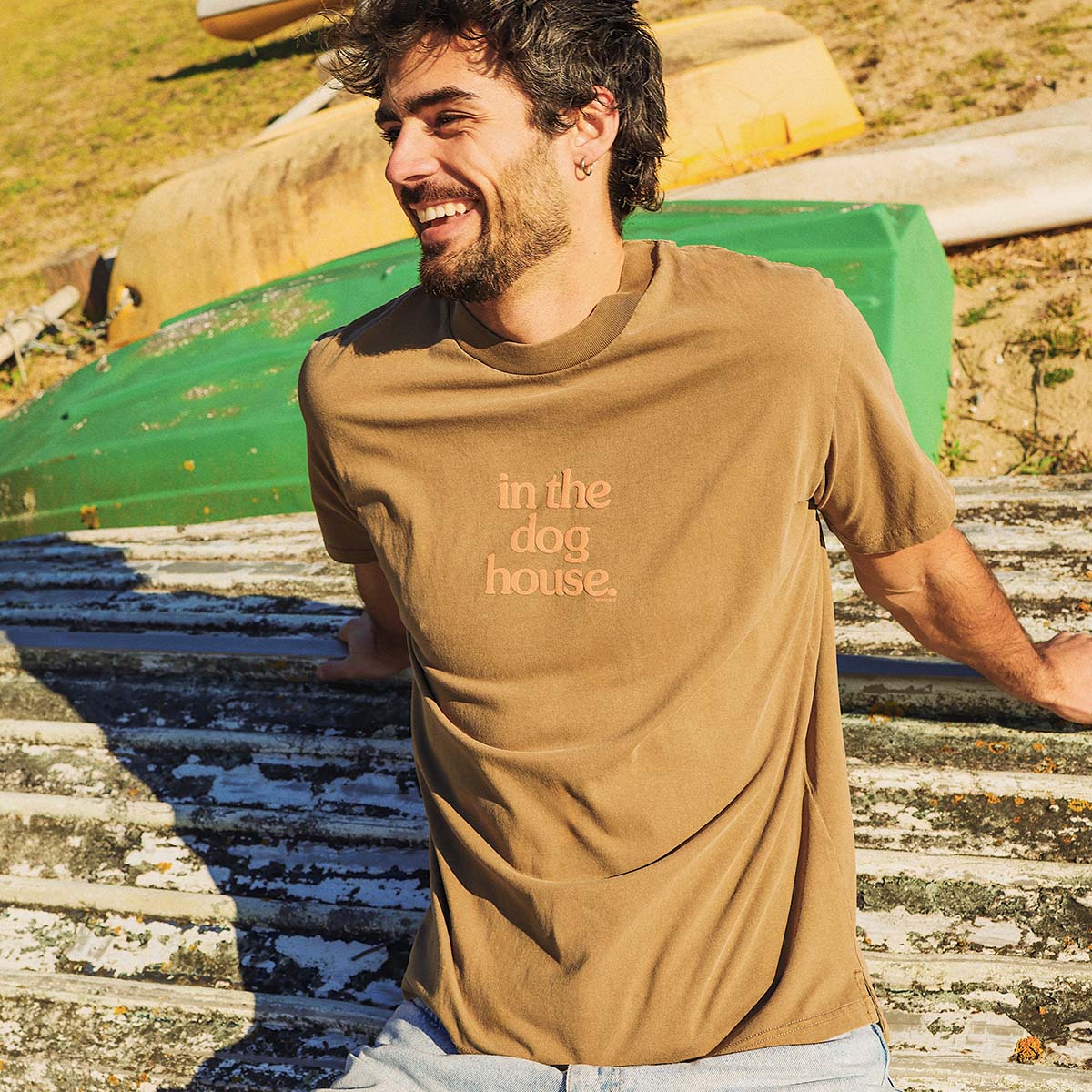 Dog House Slang Tee in Brown