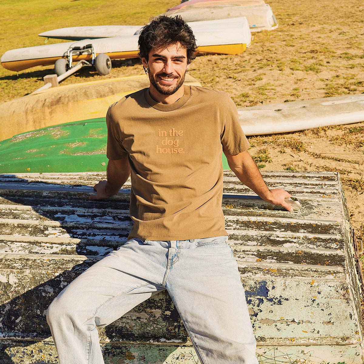 Dog House Slang Tee in Brown