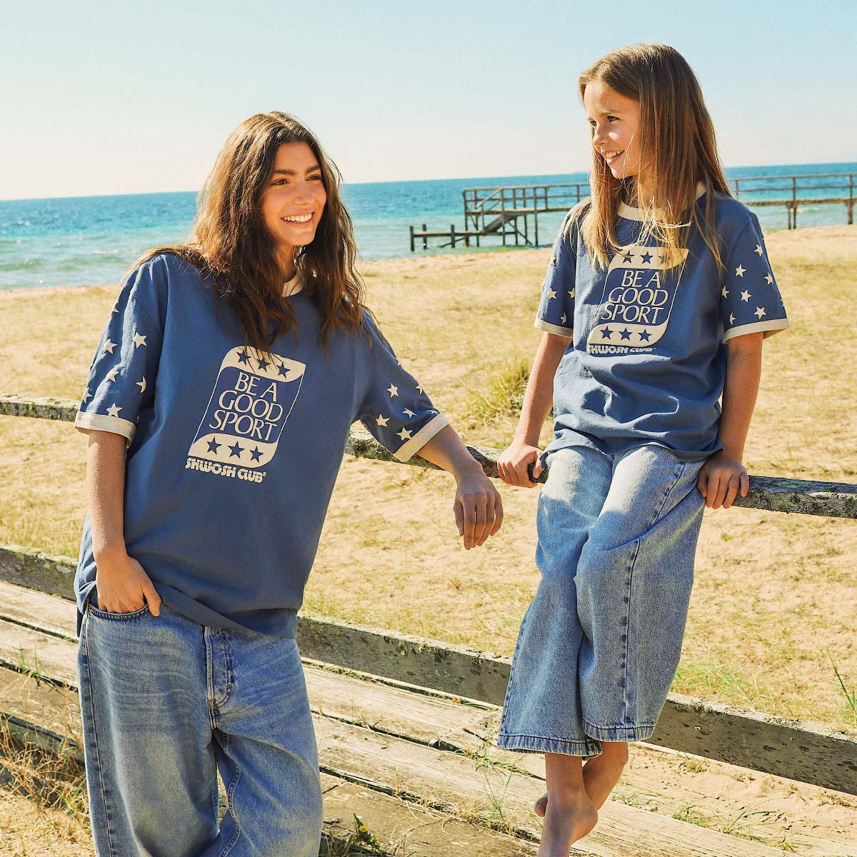 Good Sport Boxy Ringer Tee in Blue