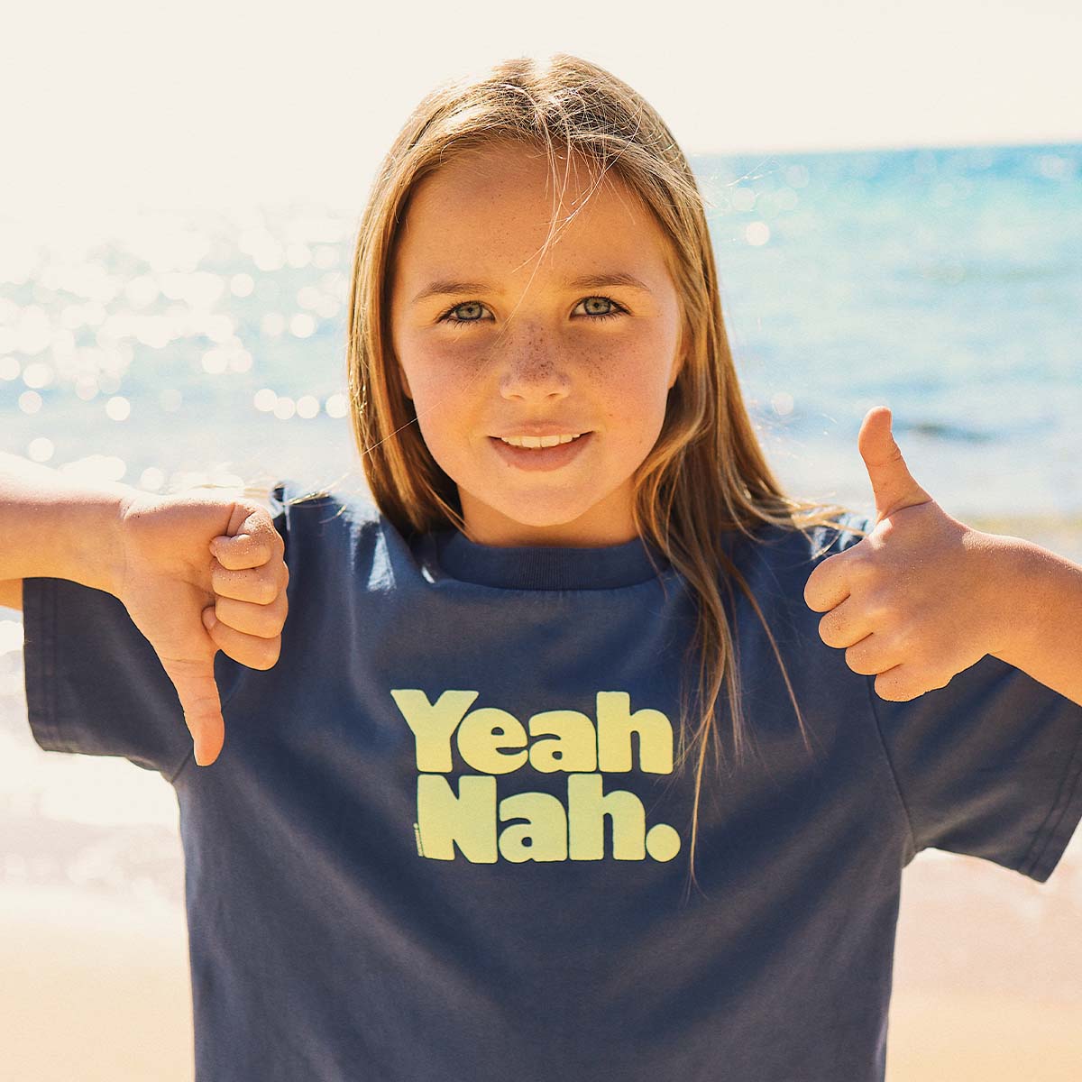 Yeah Nah Kids Slang Tee in Navy