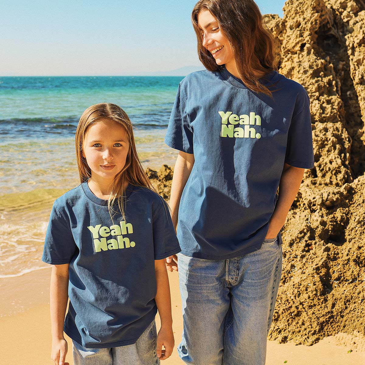 Yeah Nah Kids Slang Tee in Navy