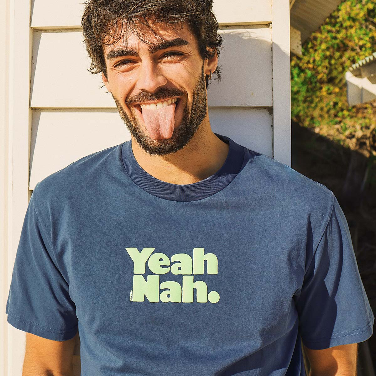 Yeah Nah Slang Tee in Navy
