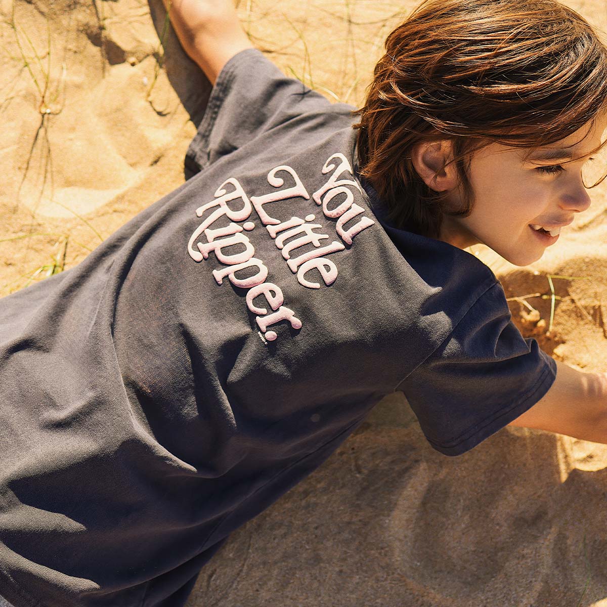You Little Ripper Kids Slang Tee in Charcoal
