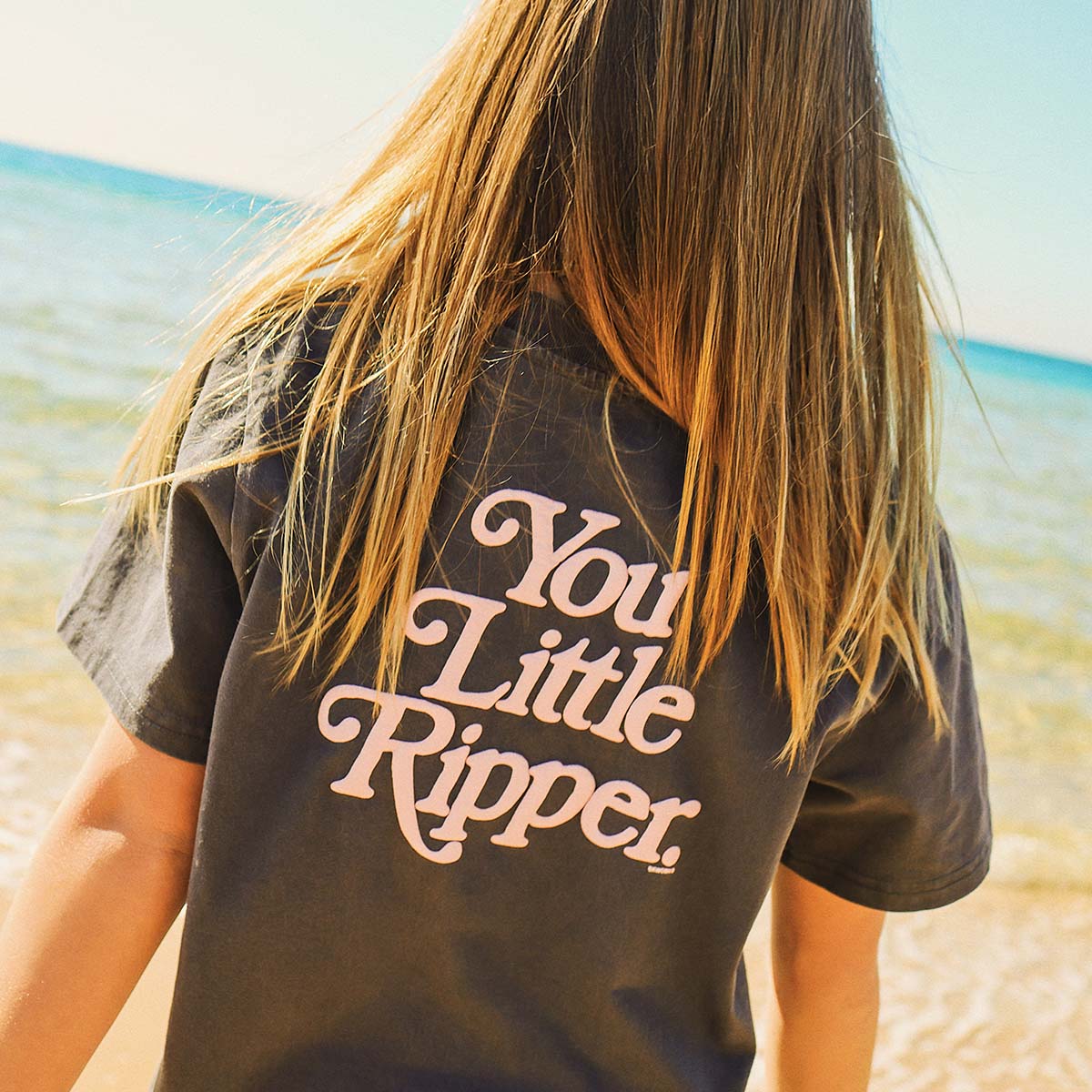 You Little Ripper Kids Slang Tee in Charcoal