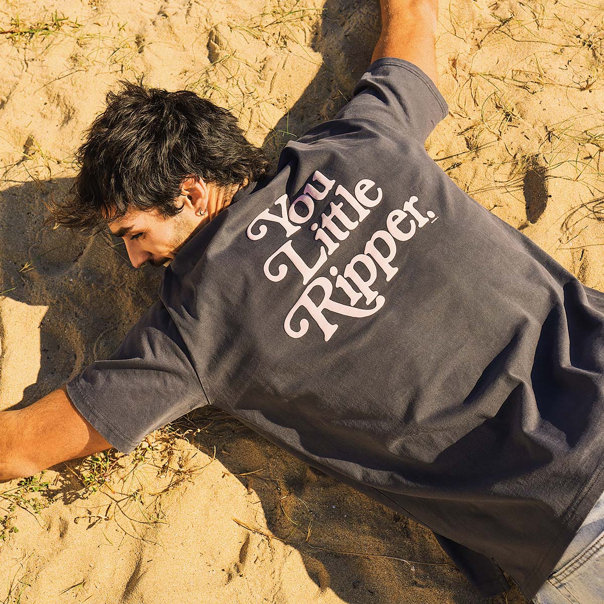 You Little Ripper Slang Tee in Charcoal