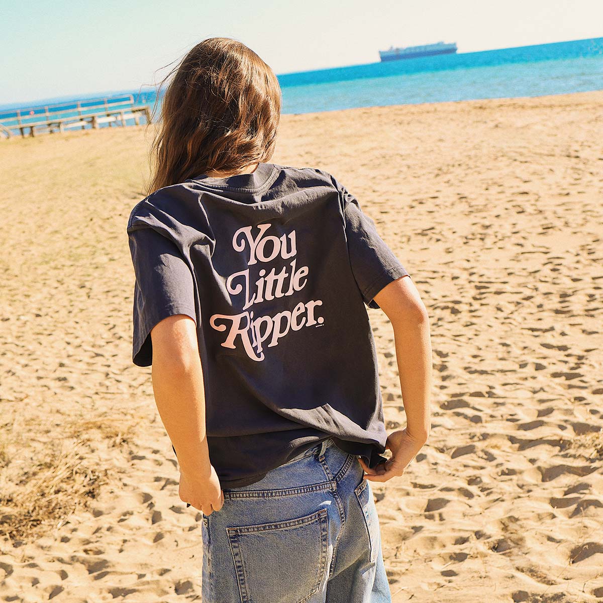 You Little Ripper Slang Tee in Charcoal