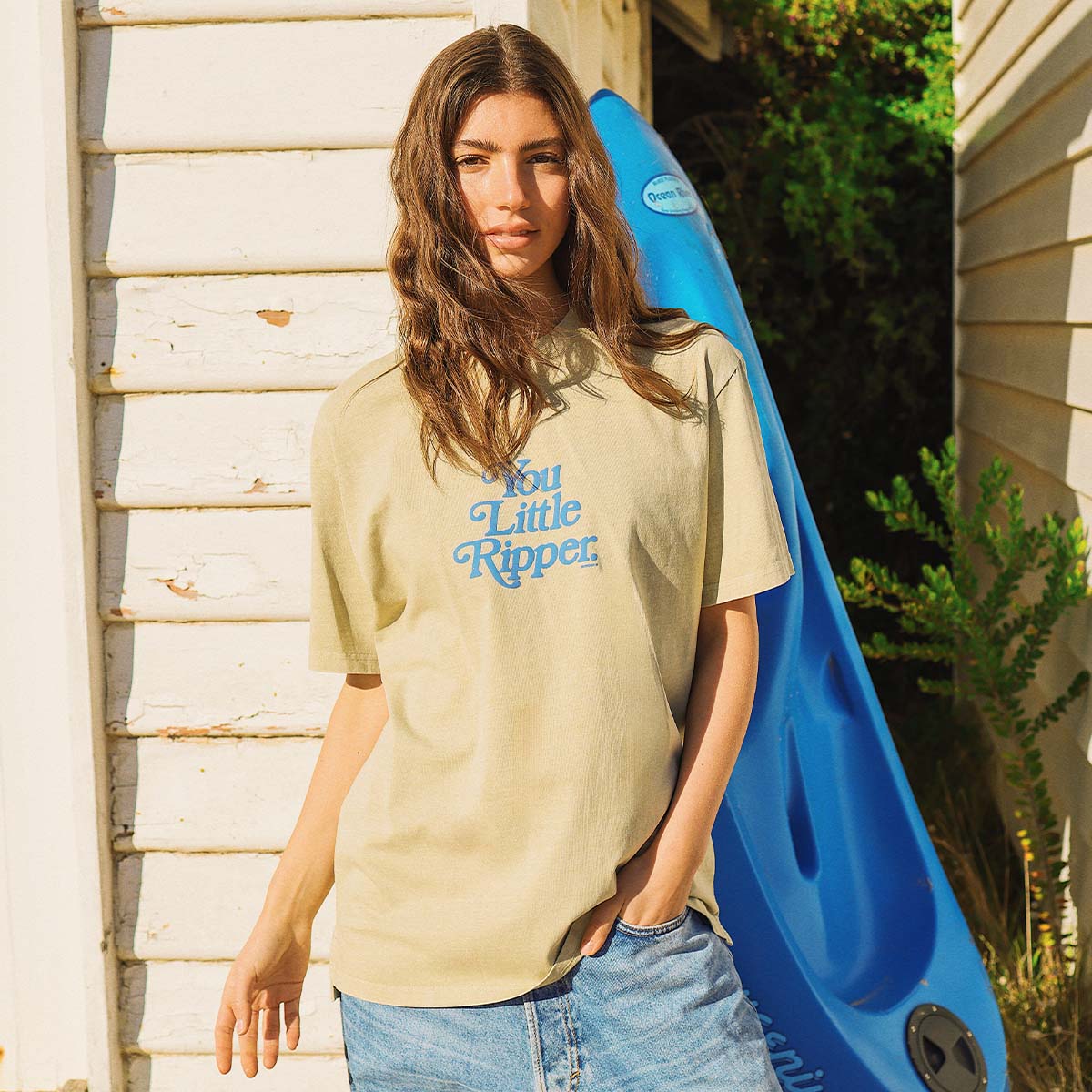 You Little Ripper Slang Tee in Stone